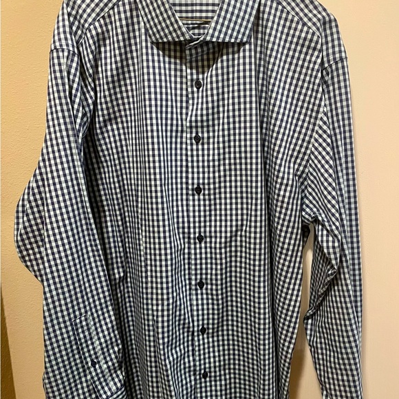Men's Murano Blue Checkered Shirt 18/35 Slim Fit - Picture 1 of 1